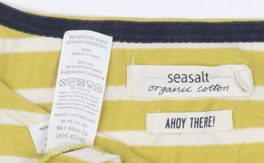 Seasalt Women's Yellow Striped T-Shirt Size 14