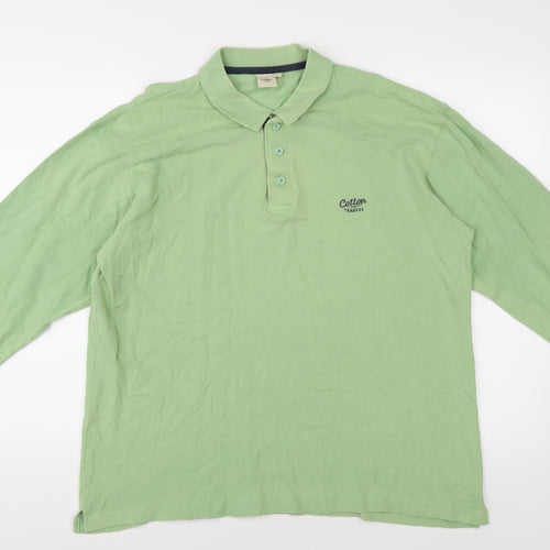 Cotton Traders Men's Green Long Sleeve Polo Size L