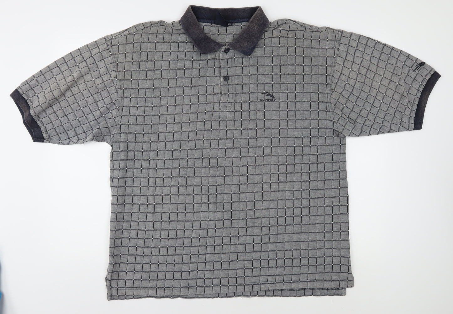 Donnay Men's Grey Check 2XL Polo Shirt