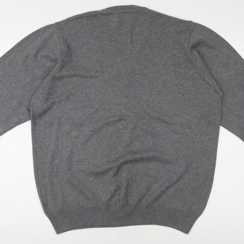 Marks and Spencer Men's Grey V-Neck Jumper L