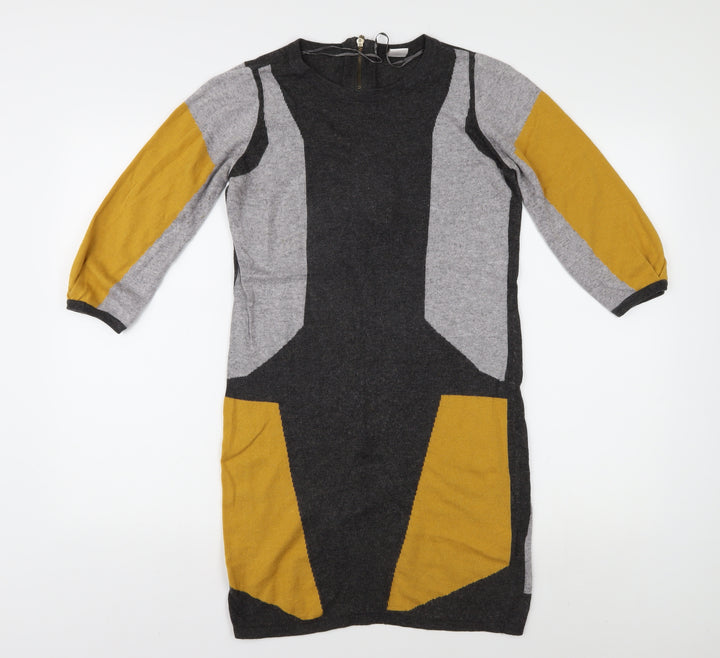 Vila Women's Geometric Bodycon Dress, S, Grey/Black