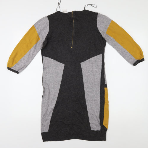 Vila Women's Geometric Bodycon Dress, S, Grey/Black