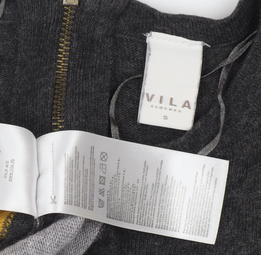 Vila Women's Geometric Bodycon Dress, S, Grey/Black