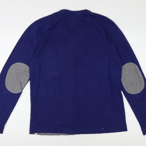 Esprit Men's Blue V-Neck Pullover Jumper XL