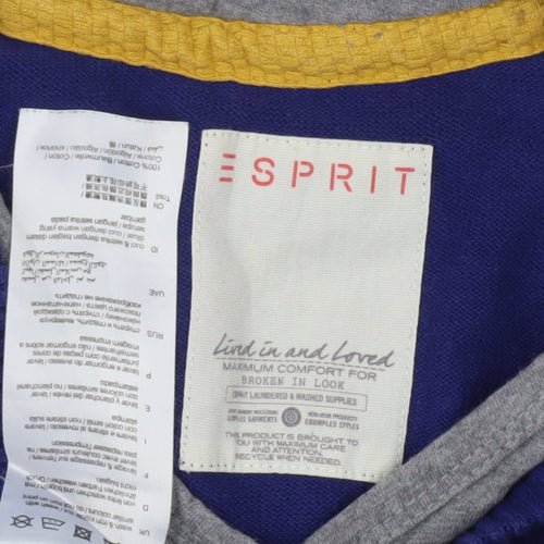 Esprit Men's Blue V-Neck Pullover Jumper XL