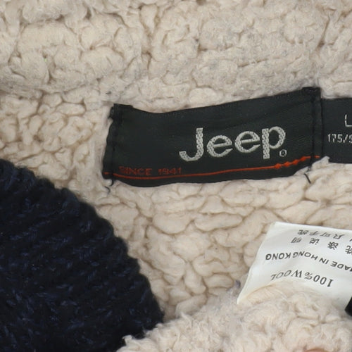 Jeep Men's Black Full Zip Hoodie, L, Wool Knit, Winter Warm