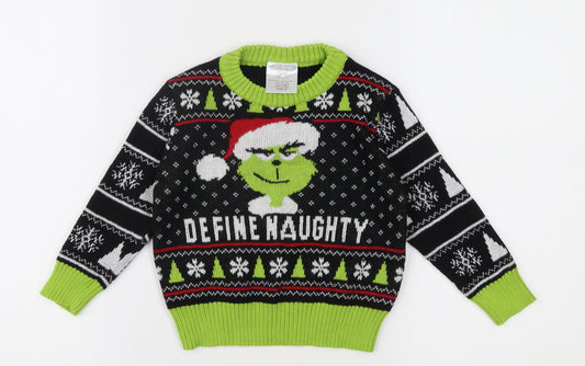 The Grinch Boys Black Pullover Christmas Jumper, 2 Years