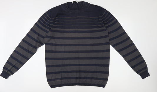 Nigel Hall Men's Blue L Striped Pullover Jumper