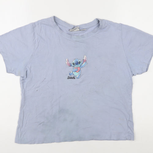 Disney Women's Blue Stitch T-Shirt, Size L, Casual Style