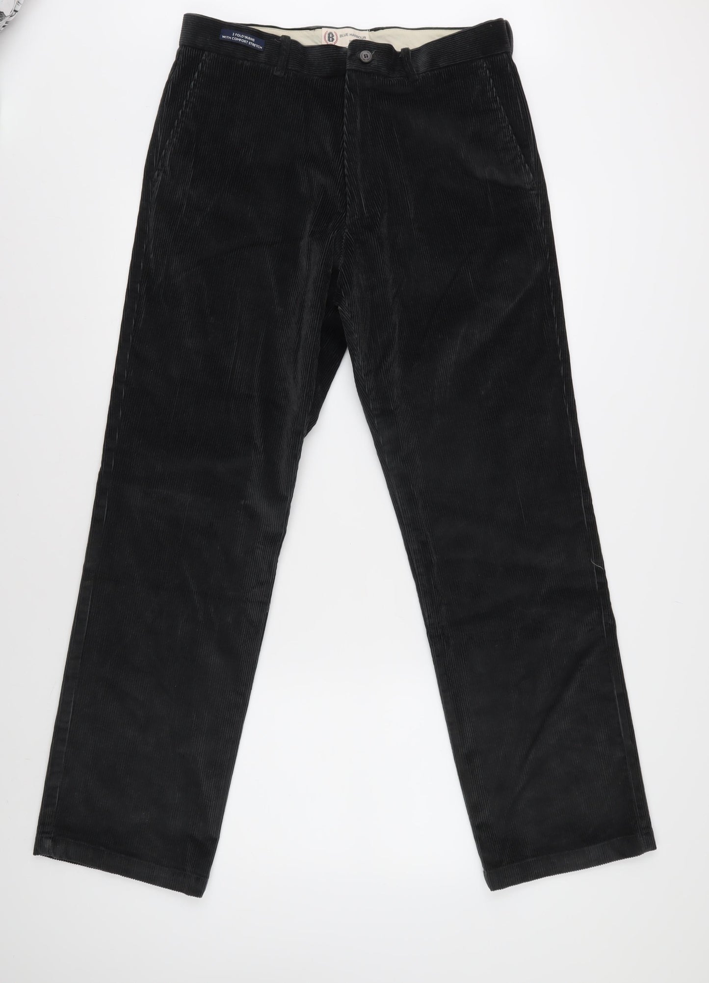 M&S Men's Black Corduroy Trousers Size 32