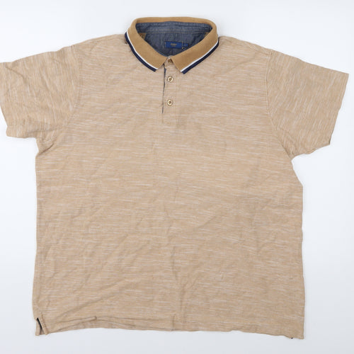 Cotton Traders Men's XL Beige Polo Shirt Short Sleeve