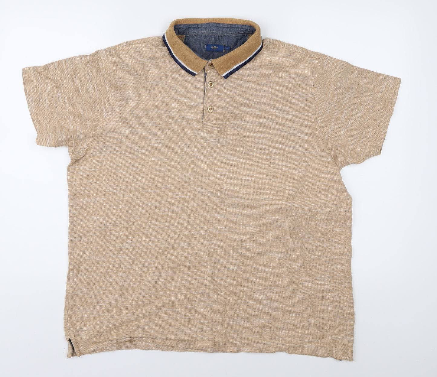 Cotton Traders Men's XL Beige Polo Shirt Short Sleeve