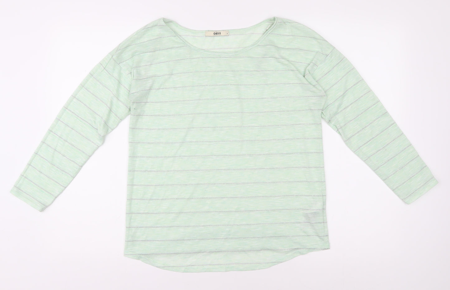 Oasis Women's Green Striped Long Sleeve T-Shirt, Size S