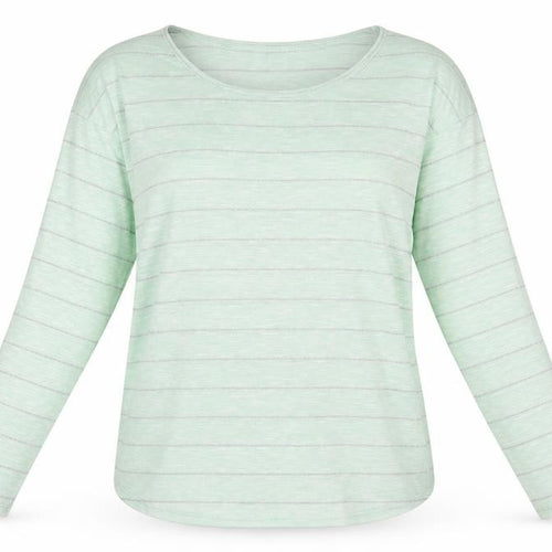 Oasis Women's Green Striped Long Sleeve T-Shirt, Size S