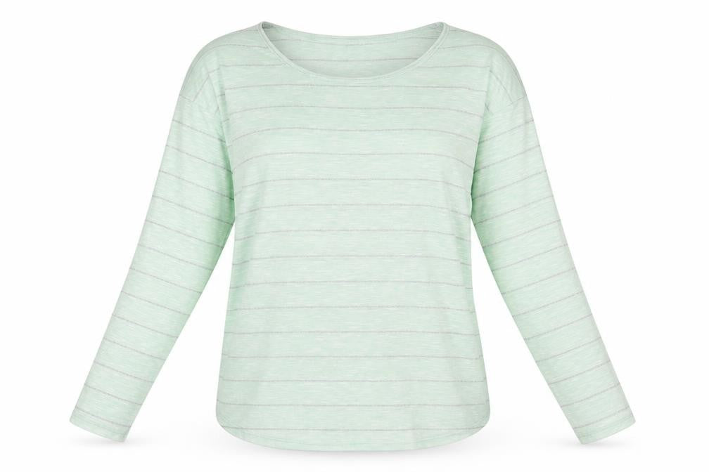 Oasis Women's Green Striped Long Sleeve T-Shirt, Size S