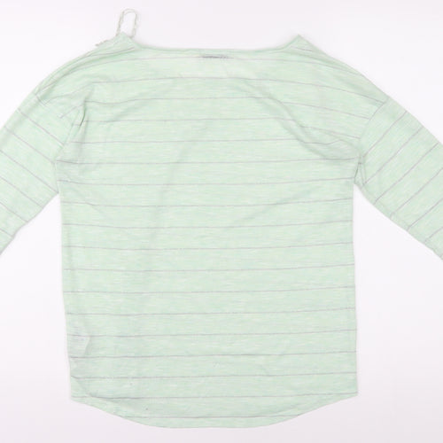 Oasis Women's Green Striped Long Sleeve T-Shirt, Size S