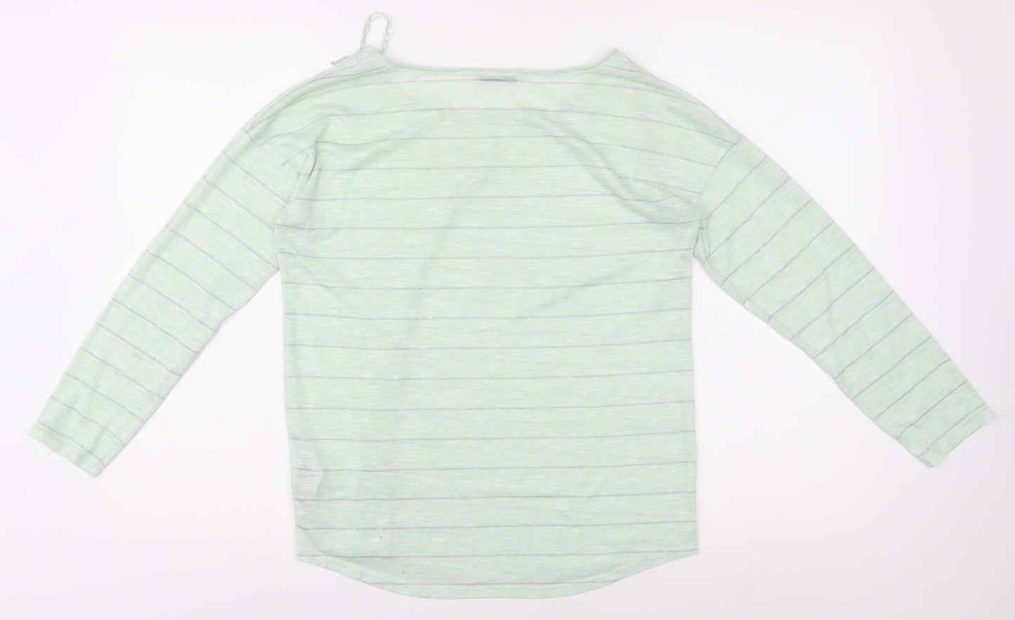 Oasis Women's Green Striped Long Sleeve T-Shirt, Size S