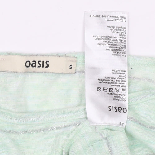 Oasis Women's Green Striped Long Sleeve T-Shirt, Size S