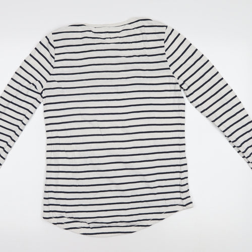Fat Face Women's White Breton T-Shirt UK 8