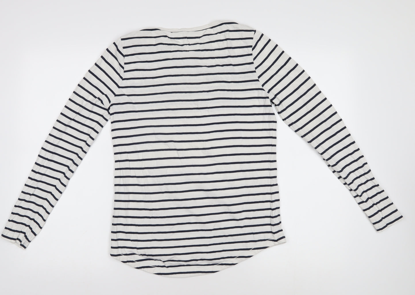 Fat Face Women's White Breton T-Shirt UK 8