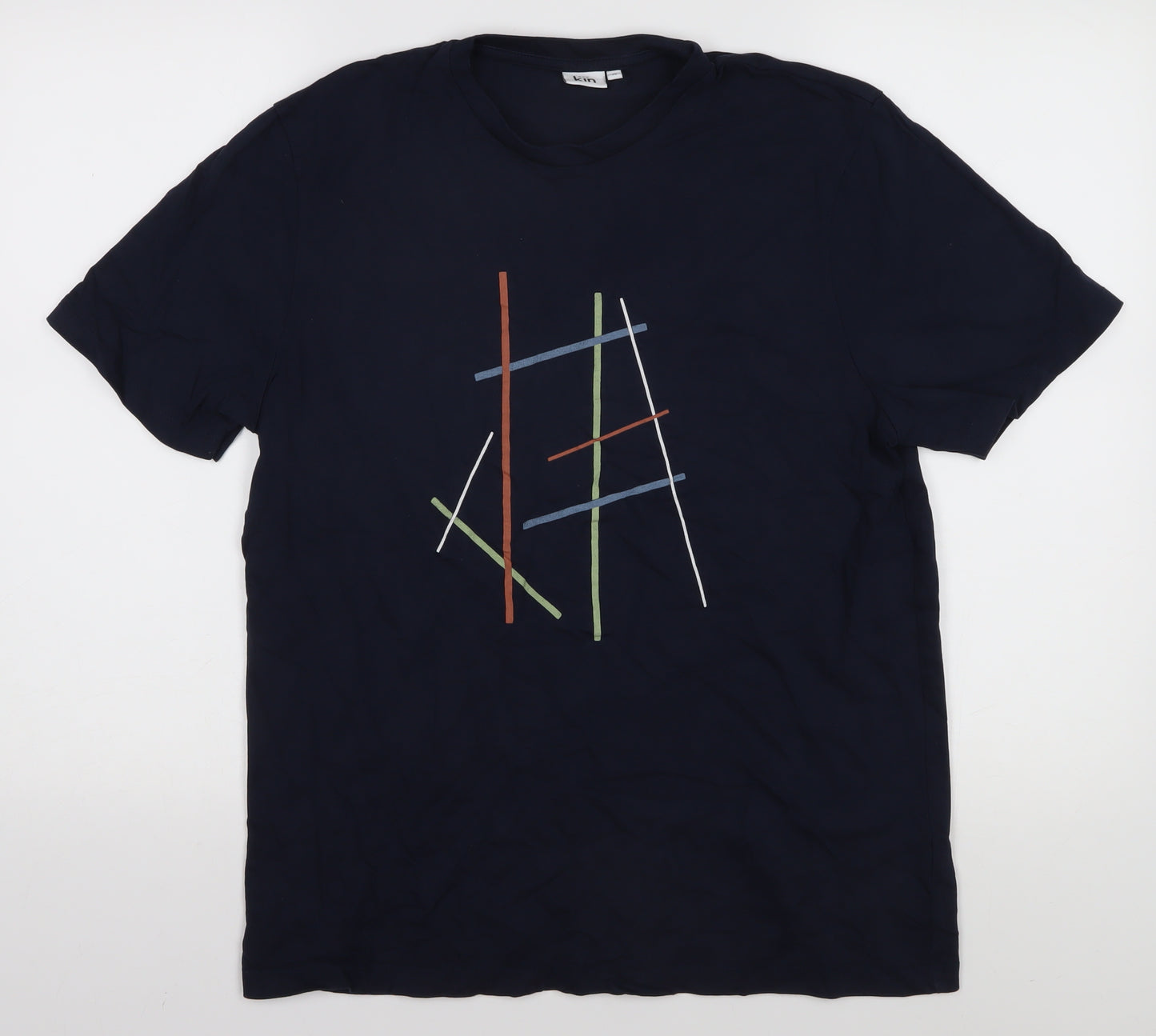 Kin Men's Medium Blue Graphic Print T-Shirt Cotton