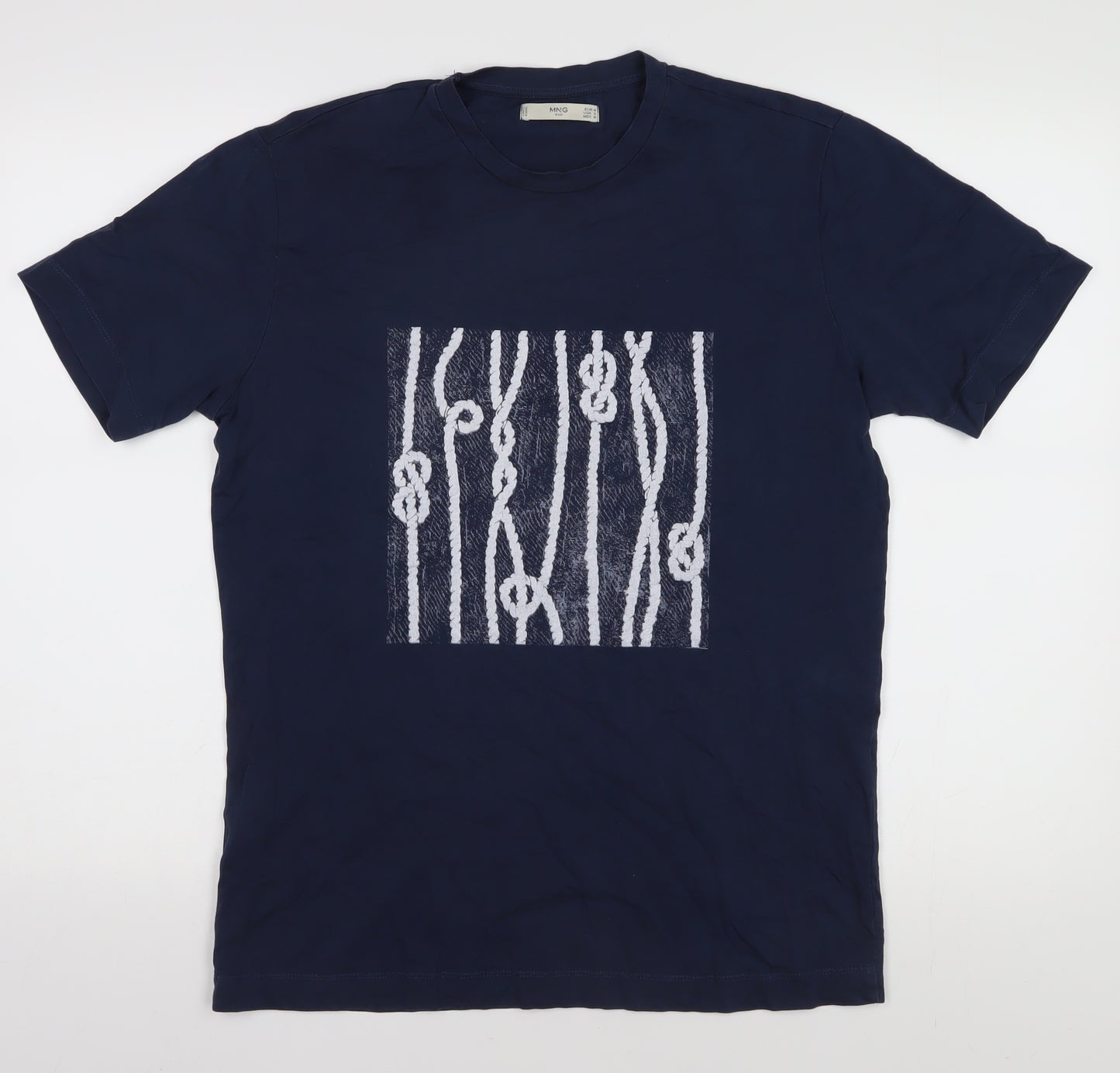 MNG Men's Blue Nautical Graphic T-Shirt Size 12