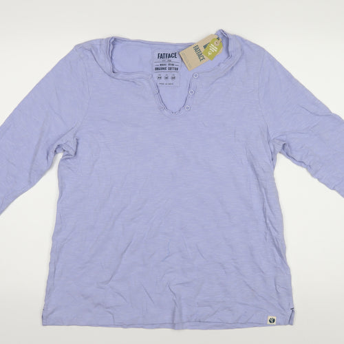Fat Face Women's Blue Henley T-Shirt - Size 16