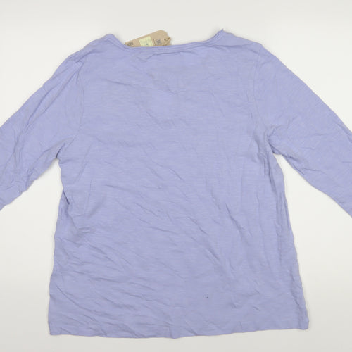 Fat Face Women's Blue Henley T-Shirt - Size 16