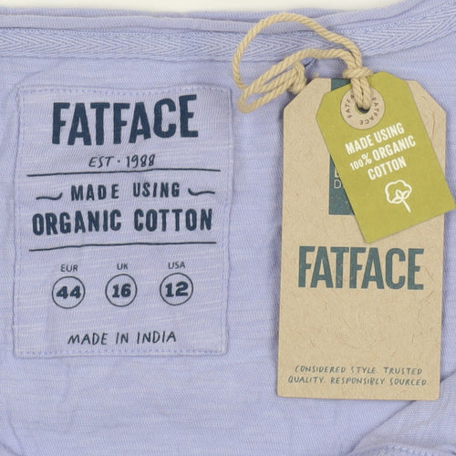 Fat Face Women's Blue Henley T-Shirt - Size 16