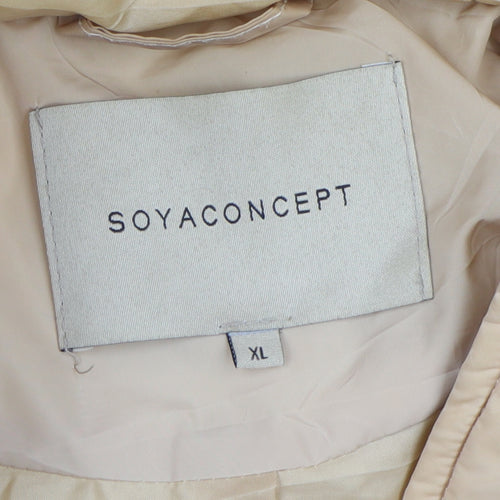 Soyaconcept Womens Beige Hooded Puffer Coat XL