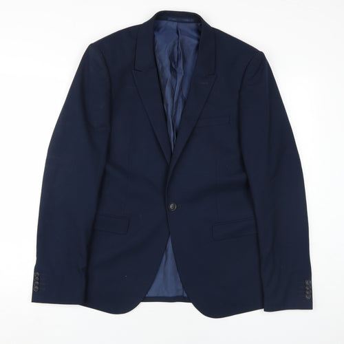 Topman Men's Blue Blazer, Size 40R, Regular Fit