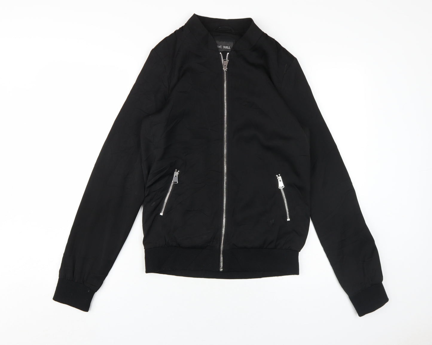 Next Tall Women's Black Bomber Jacket Size 8