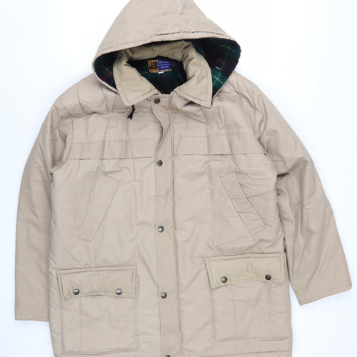 JB Outer Wear Men's Beige Hooded Parka Jacket Size M