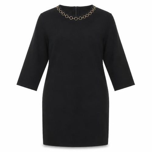 Zara Women's Black Sheath Dress M Knit 3/4 Sleeve