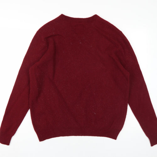Hammond & Co. Men's Red XL Wool Pullover V-Neck Jumper