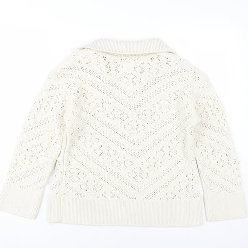 River Island Women's Ivory Collared Pullover Jumper Size 6
