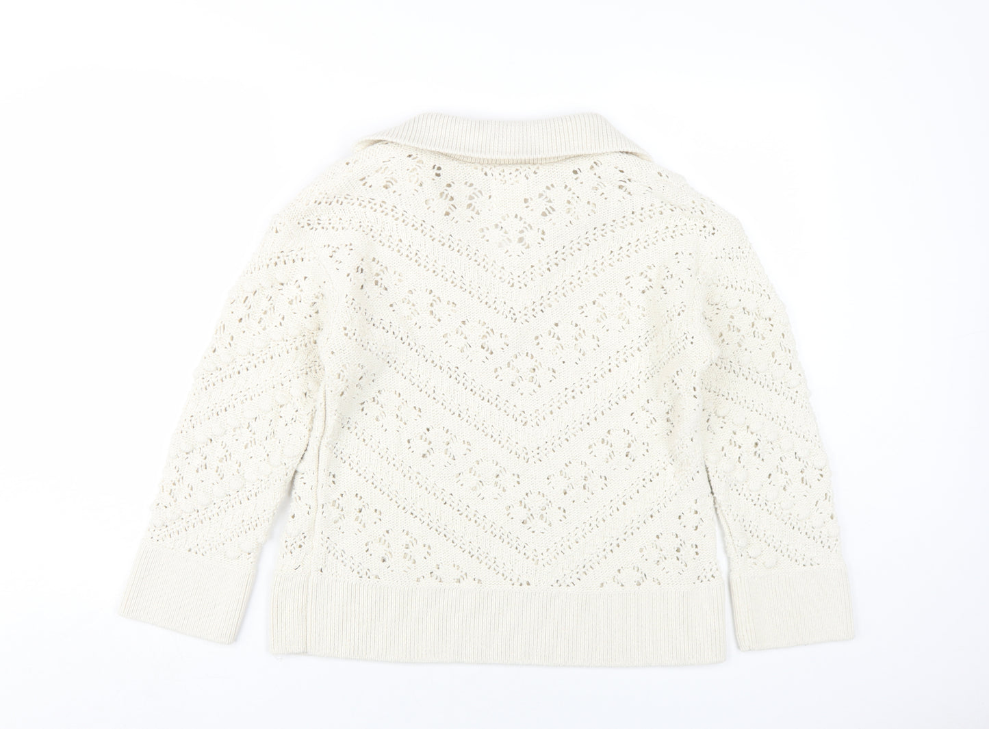 River Island Women's Ivory Collared Pullover Jumper Size 6