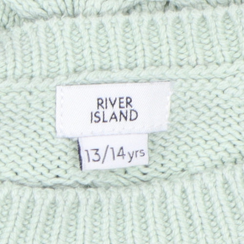 River Island Girls Green Pullover Jumper 13-14 Years
