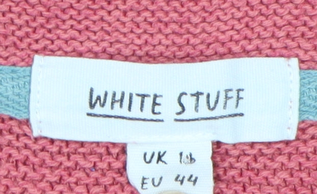 White Stuff Women's Pink Cardigan UK 18, Relaxed Fit