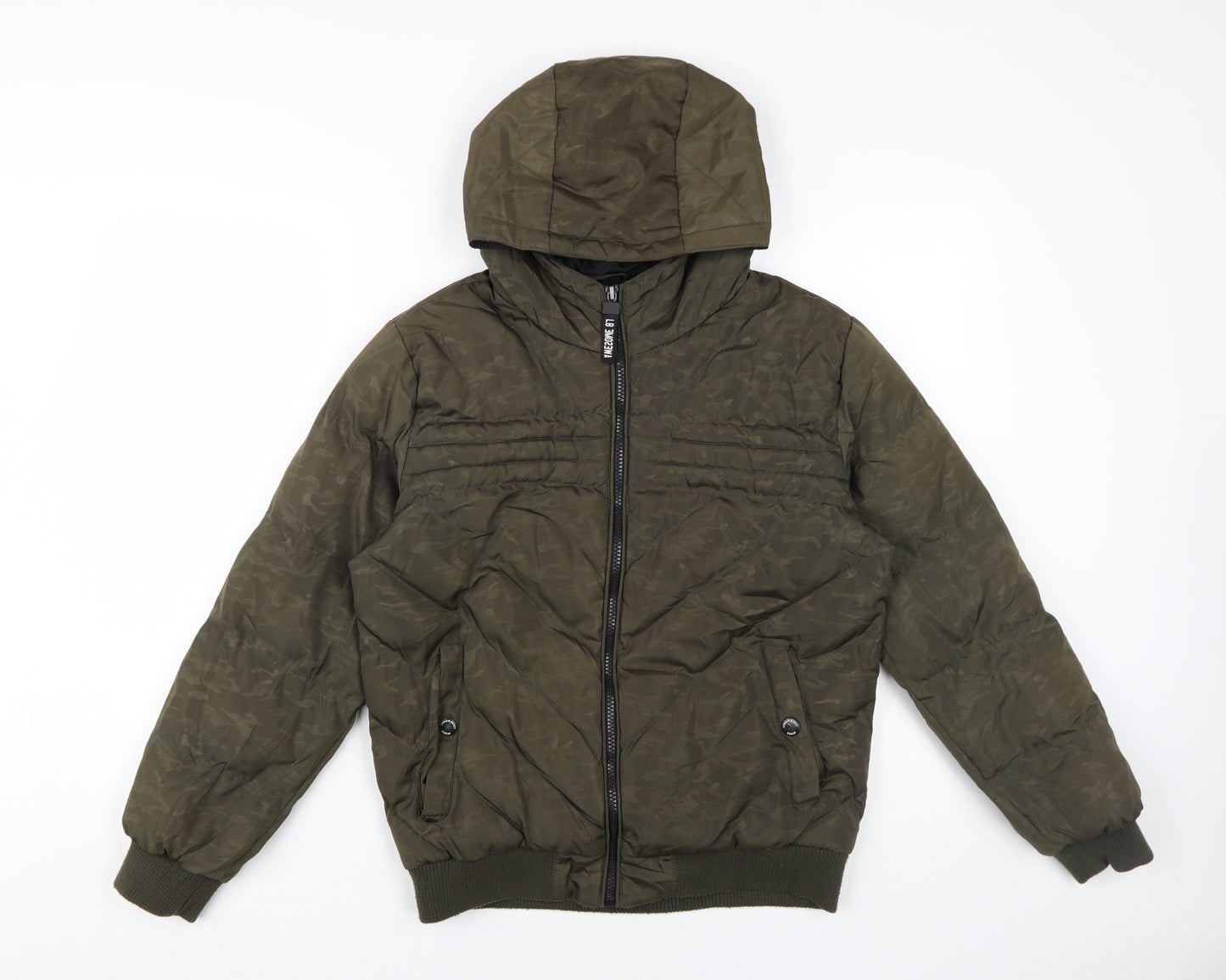 Lemon Beret Boys Green Puffer Jacket UK 8 Hooded