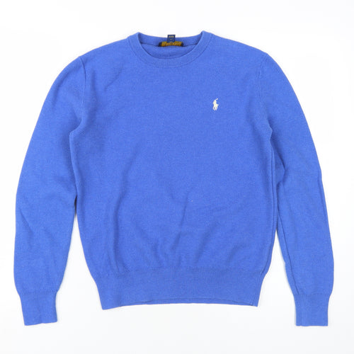 Polo Ralph Lauren Boys Blue Crew Neck Cotton Pullover Jumper
