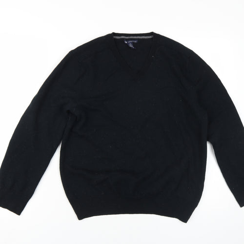 Gap Unisex Black V-Neck Merino Wool Jumper XL