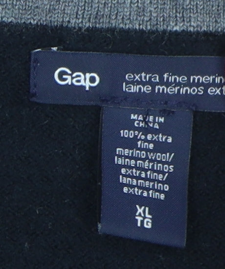 Gap Unisex Black V-Neck Merino Wool Jumper XL