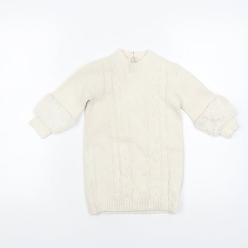 River Island White Knit Dress Girls Baby 18-24 Months