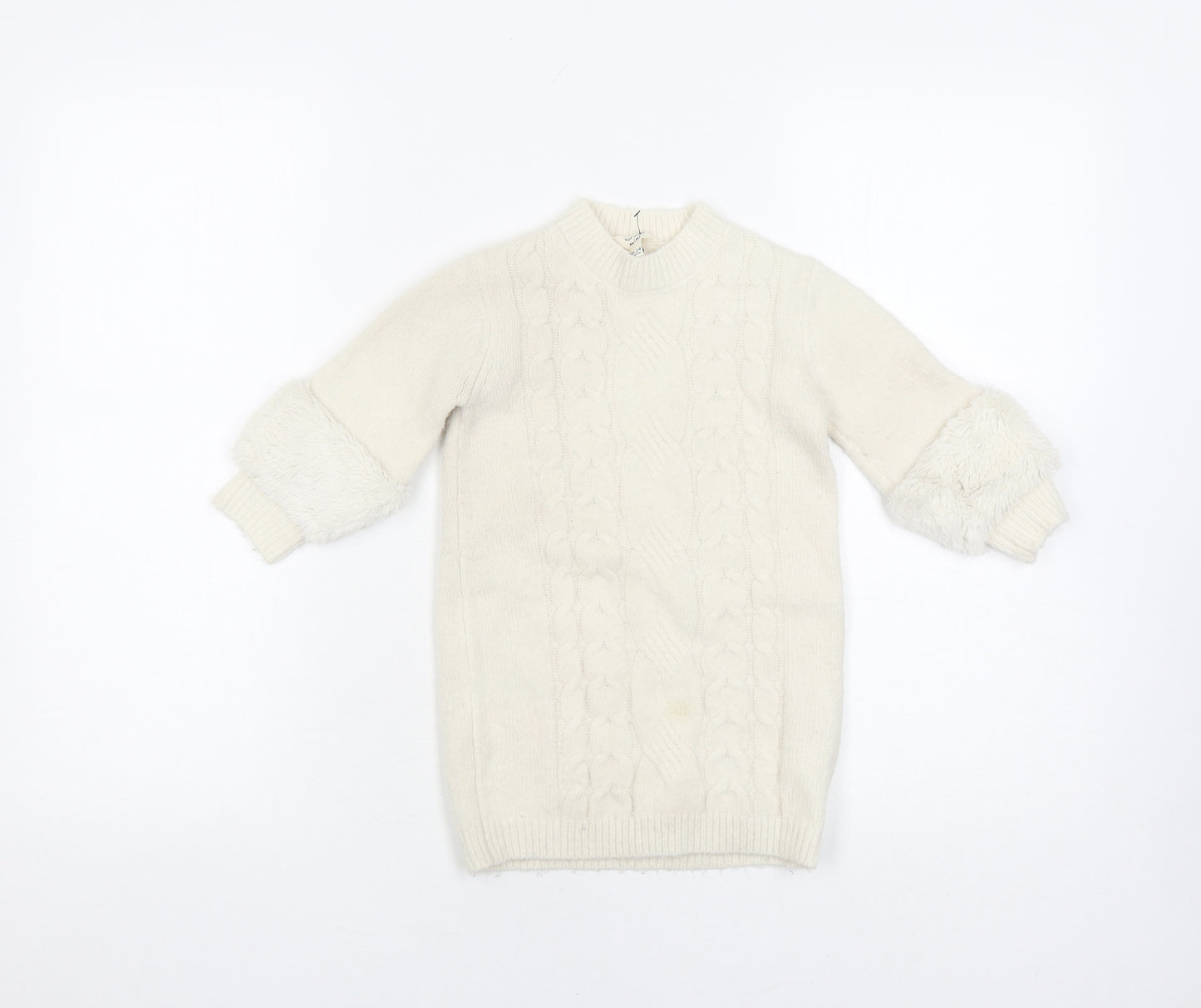 River Island White Knit Dress Girls Baby 18-24 Months