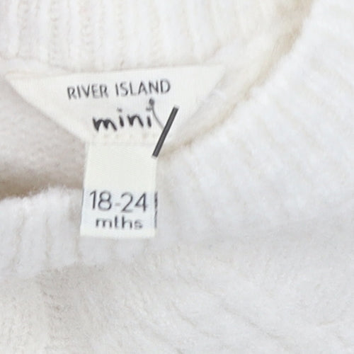River Island White Knit Dress Girls Baby 18-24 Months