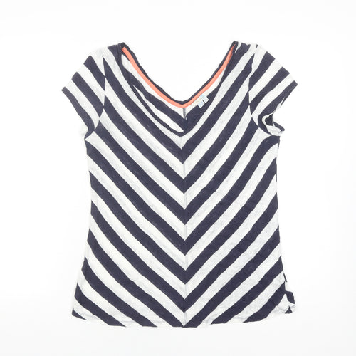 Boden Women's Multicoloured Striped Linen T-Shirt Size 14