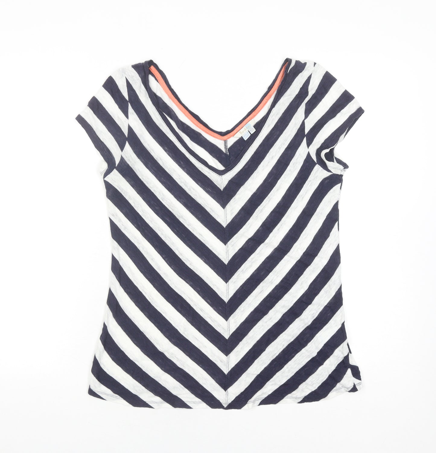 Boden Women's Multicoloured Striped Linen T-Shirt Size 14