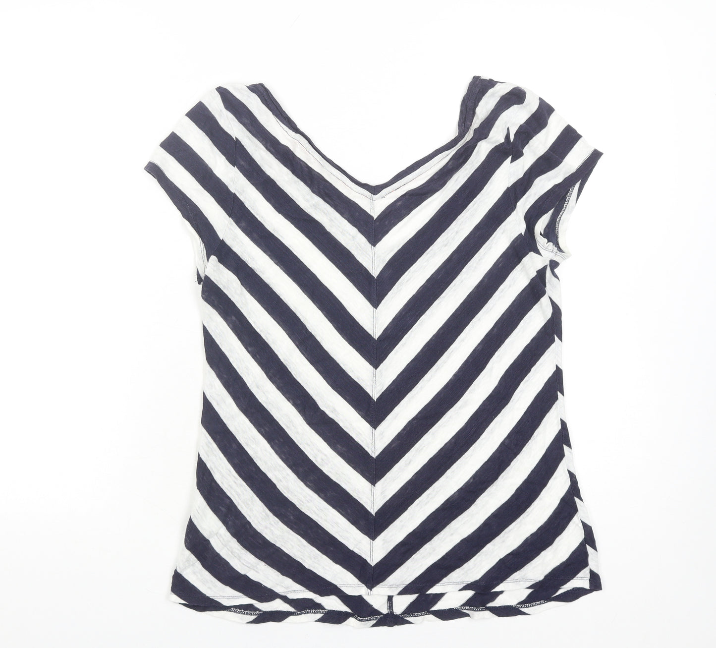 Boden Women's Multicoloured Striped Linen T-Shirt Size 14