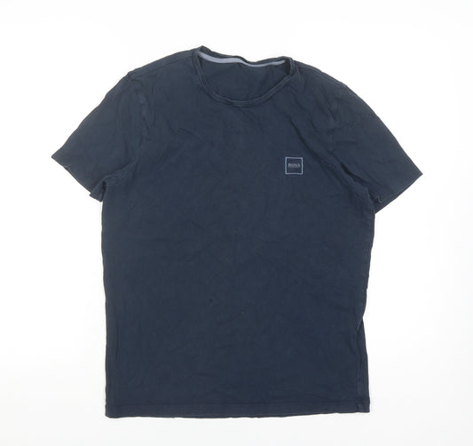 Hugo Boss Men's Blue Cotton T-Shirt - Medium, Classic Style